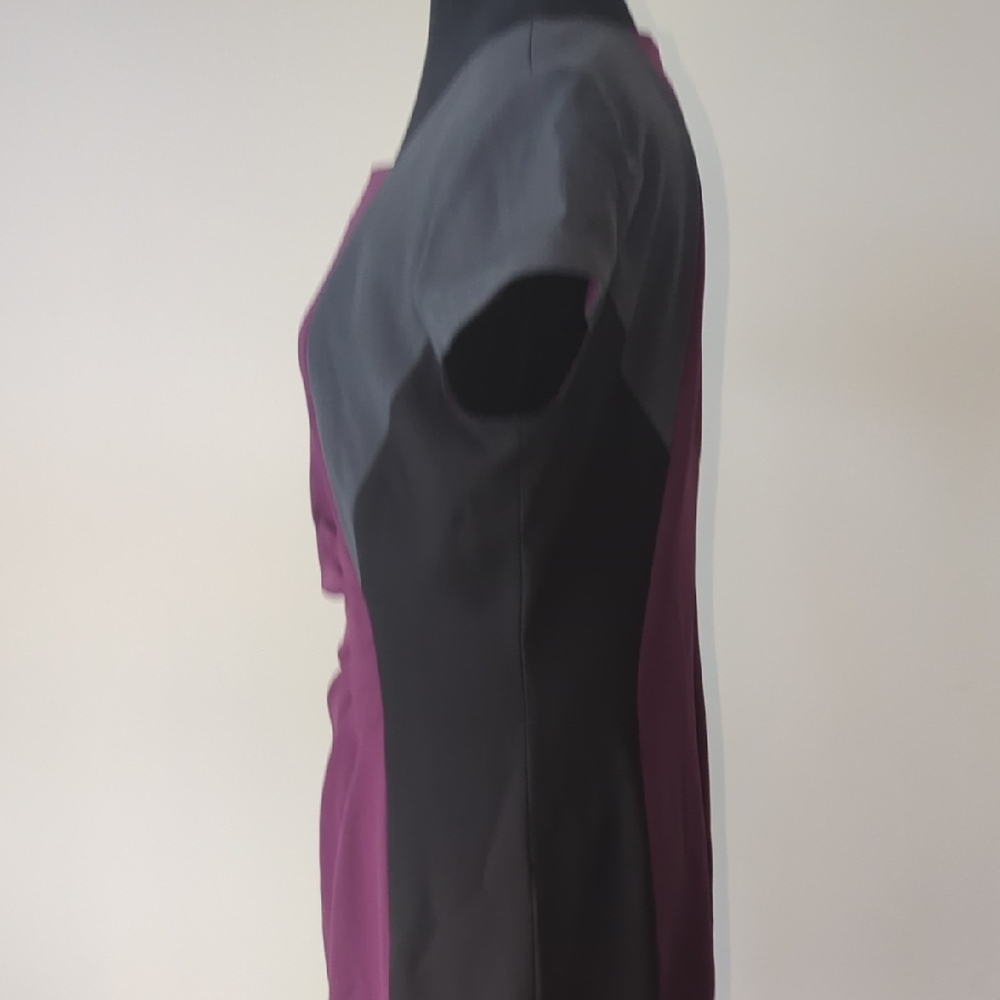 Tahari Purple and Gray Midi Dress Size 10 - Picture 6 of 13